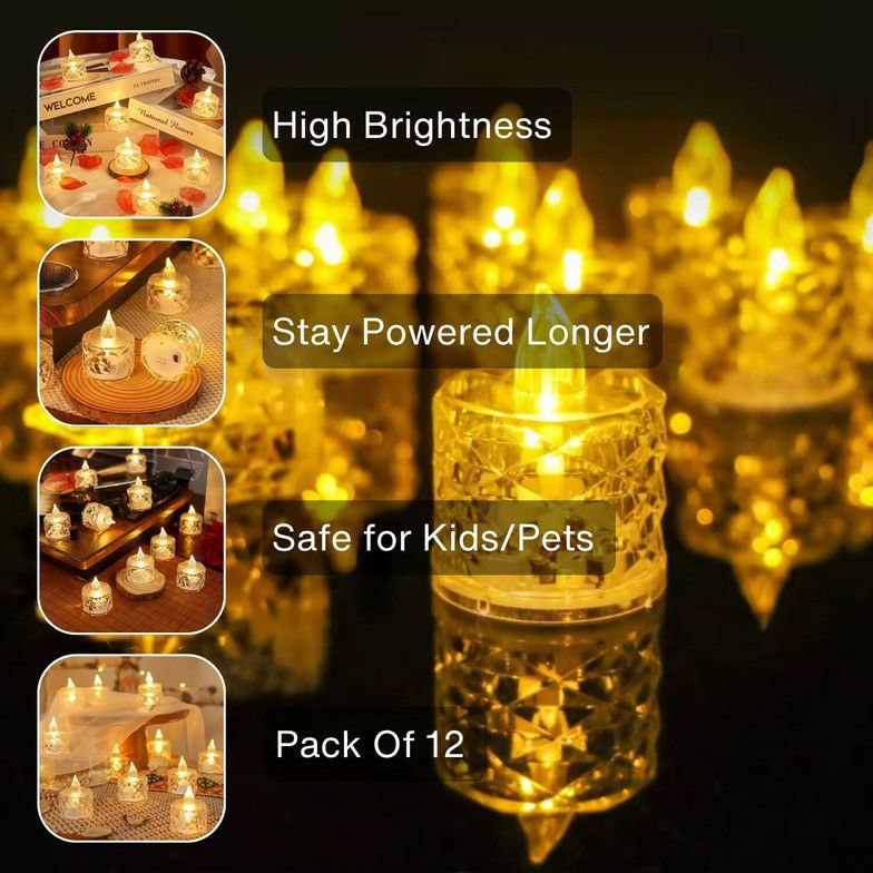 Transparent Acrylic Led Tea Light Candle Home Decoration Candle